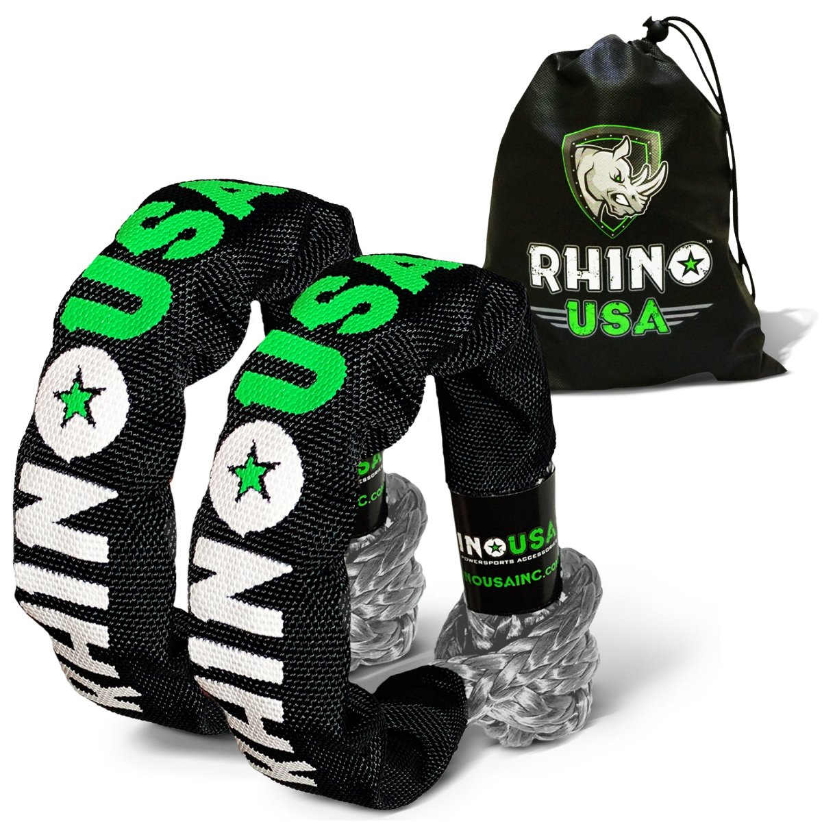 Rhino USA 3/8-inch synthetic soft shackles 2-pack for Jeep Wrangler off-road recovery