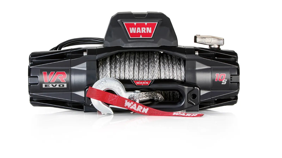 Warn VR EVO 10-S 10,000 lb synthetic-line winch for Jeep Wrangler overland recovery